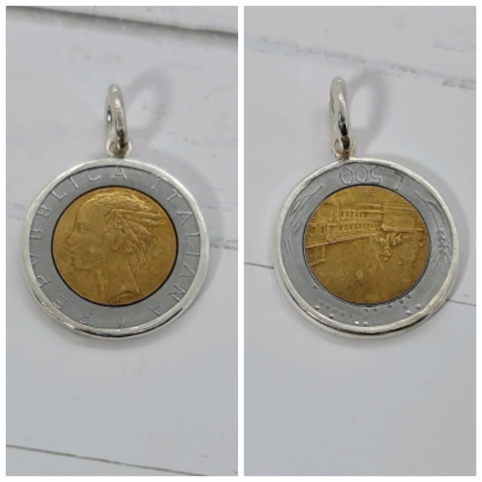 Italian Lire L500 coin pendant 1968 SterlingSilver925 .au